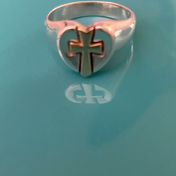 James Avery 925/14K Heart Cross Ring SZ 6 - Picture 5 of 5